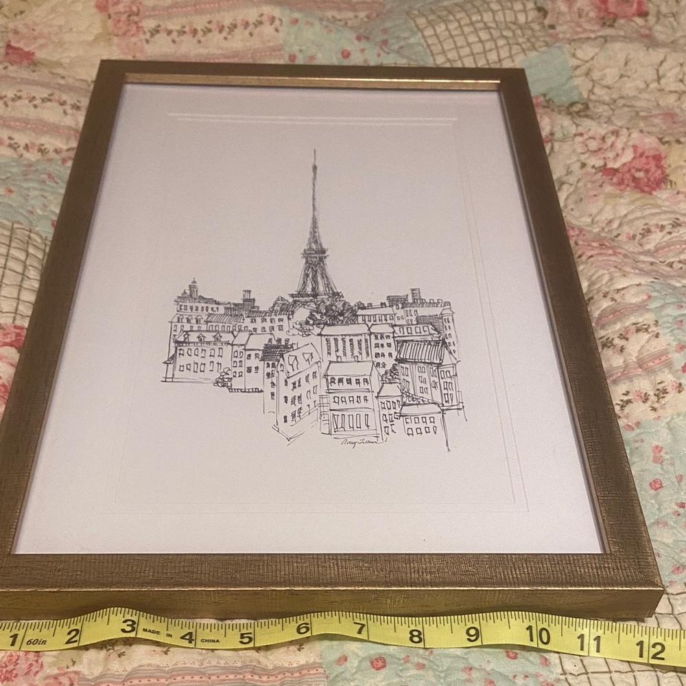 Gold Framed Paris Sketch Art